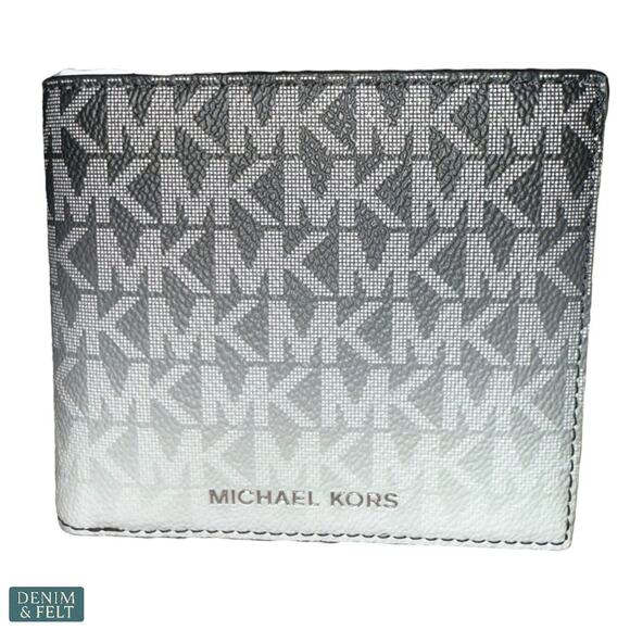 Michael Kors Cooper Ombré Signature Logo Billfold Wallet Black White NEW - Picture 3 of 7